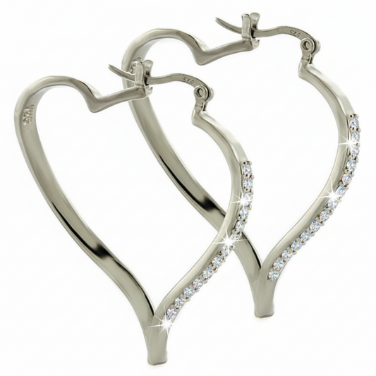 LOAS784 - High-Polished 925 Sterling Silver Earrings with AAA Grade CZ in Clear