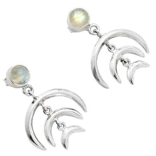 Natural Rainbow Moonstone - India Earrings E-1249 SDE84383-1