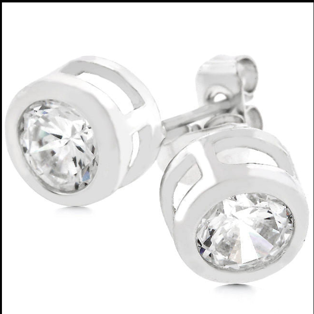 Bezel Stud Earrings