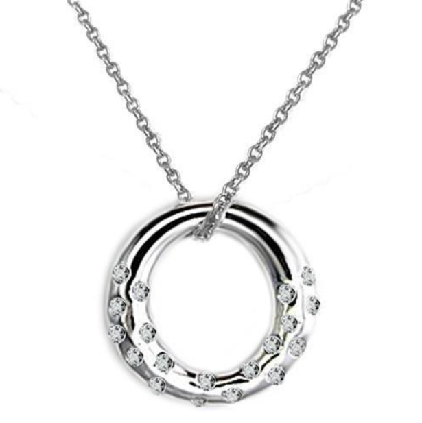 LOAS1319 - High polished (no plating) 925 Sterling Silver Chain Pendant with AAA Grade CZ in Clear