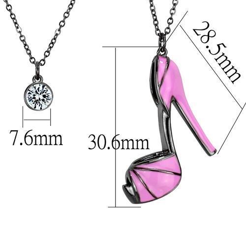 TK2703 - IP Light Black (IP Gun) Stainless Steel Chain Pendant with Top Grade Crystal in Clear-1
