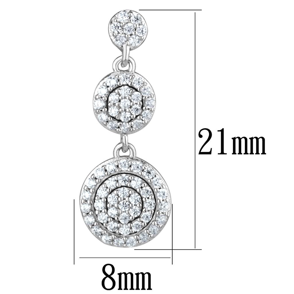 TS494 - Rhodium 925 Sterling Silver Earrings with AAA Grade CZ in Clear-1