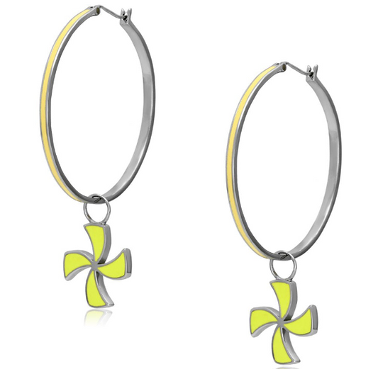 TK914 - High polished (no plating) Stainless Steel Earrings with Epoxy in Multi Color