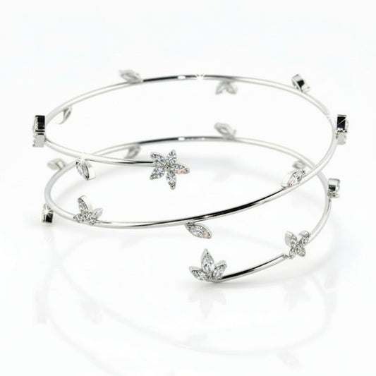 LOA454 - Ruthenium Brass Arm Loop with AAA Grade CZ in Clear-0