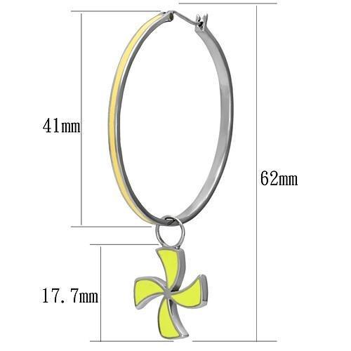 TK914 - High polished (no plating) Stainless Steel Earrings with Epoxy in Multi Color-1