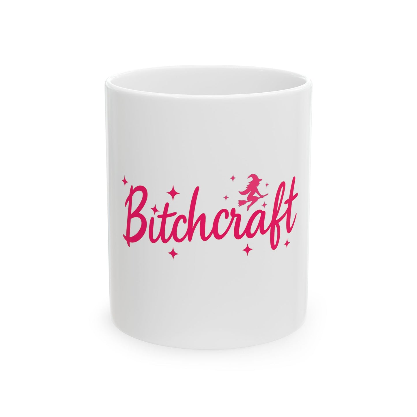 Bitchcraft Ceramic Mug — Pink Witchy Script Coffee Cup (11oz & 15oz)