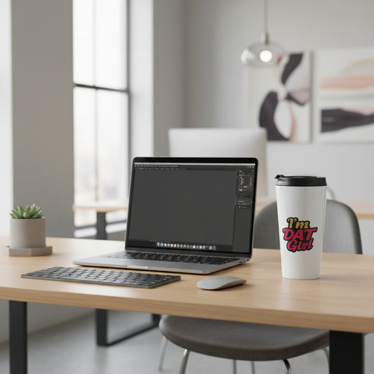 Stainless Steel Travel Mug — "I’m DAT Girl" Bold Script Travel Tumbler