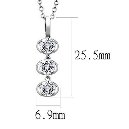 3W1373 - Rhodium 925 Sterling Silver Chain Pendant with AAA Grade CZ  in Clear-1