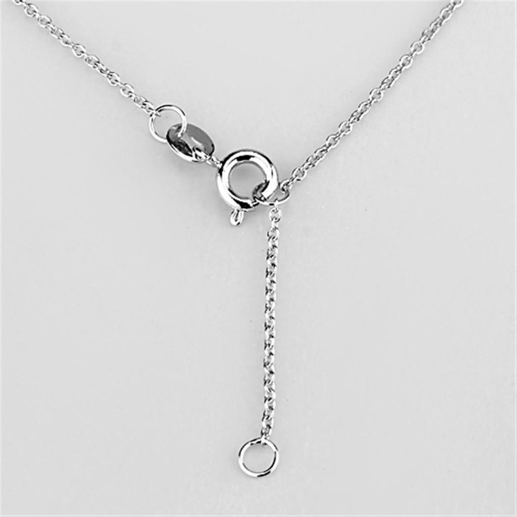 3W429 - Rhodium Brass Necklace with AAA Grade CZ  in Clear-2