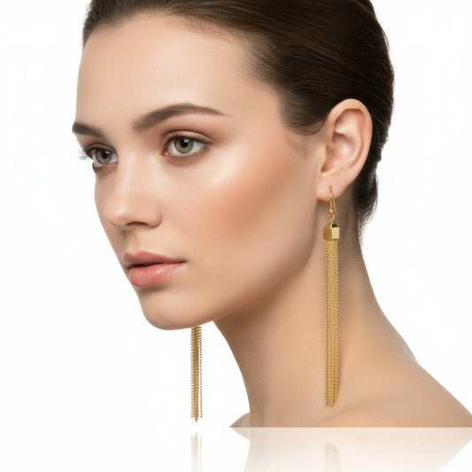 3W1207 - Gold Brass Earrings with Top Grade Crystal  in Clear-0