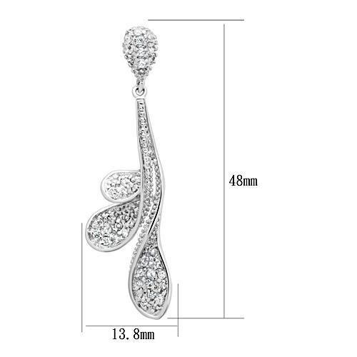 3W299 - Rhodium Brass Earrings with AAA Grade CZ  in Clear-1