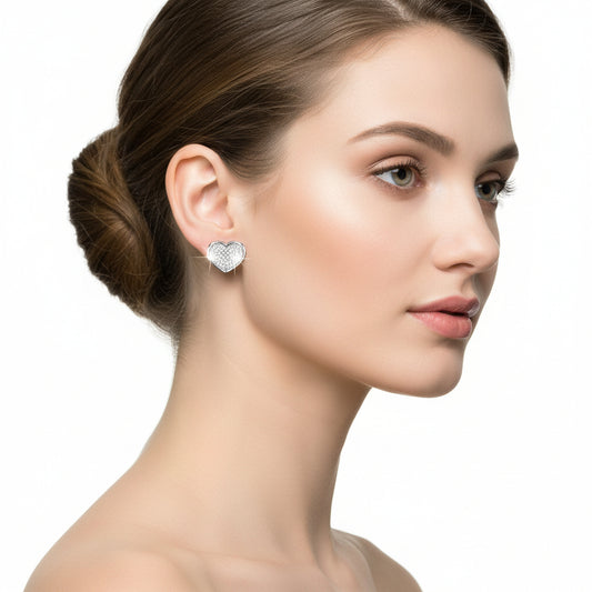 3W668 - Rhodium Brass Earrings with AAA Grade CZ  in Clear-0