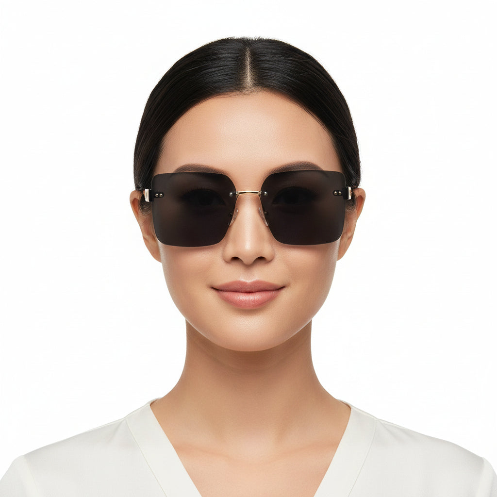 Orbit - Women's Rimless Tinted Square Fashion Sunglasses-1