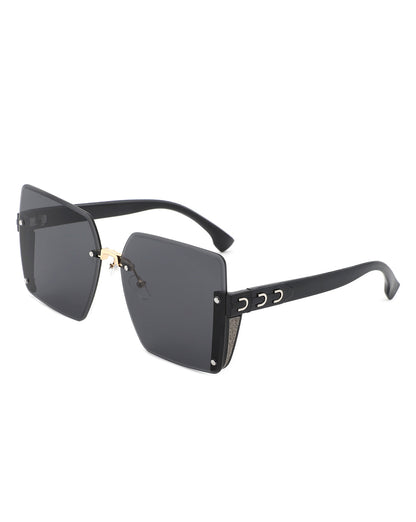 Nysera - Rimless Fashion Square Flat Top Sunglasses-2