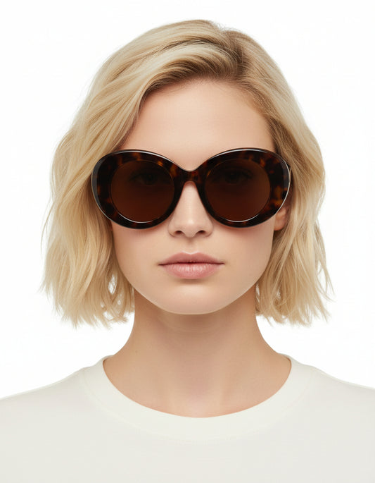 Optic - Round Oval Oversized Women's Fashion Sunglasses-3