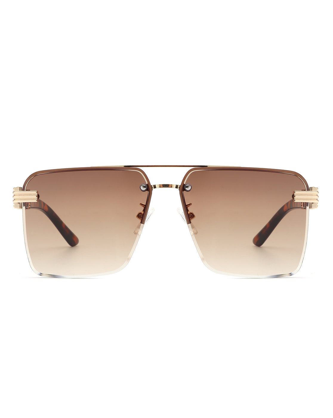 Blip - Retro Tinted Rimless Brow-Bar Fashion Square Sunglasses-3