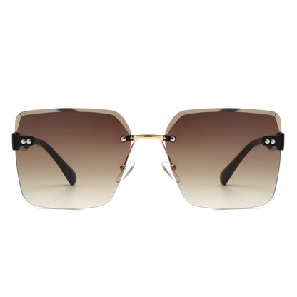 Orbit - Women's Rimless Tinted Square Fashion Sunglasses-3