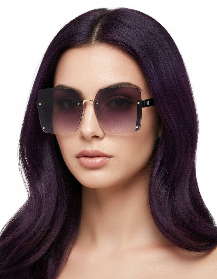 Nysera - Rimless Fashion Square Flat Top Sunglasses-3
