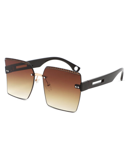 Zephyr - Oversized Tinted Curved Lens Square Fashion Sunglasses-0