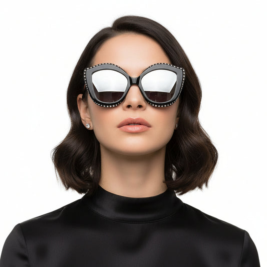 ANGOLA | Women Oversized Round Cat Eye Fashion Sunglasses-3