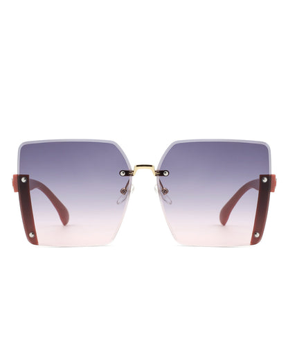 Nysera - Rimless Fashion Square Flat Top Sunglasses-4