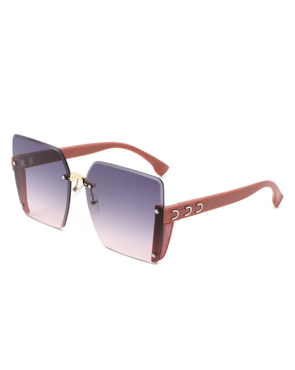 Nysera - Rimless Fashion Square Flat Top Sunglasses-5