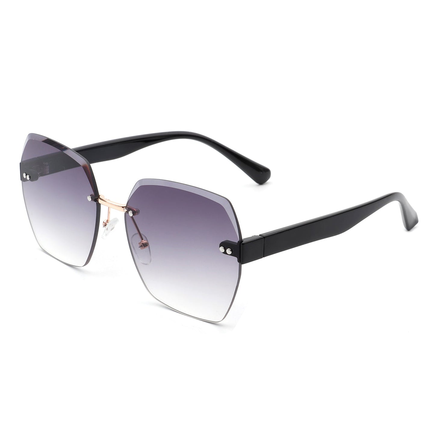 Ezernova - Oversize Square Geometric Rimless Tinted Fashion Sunglasses-6