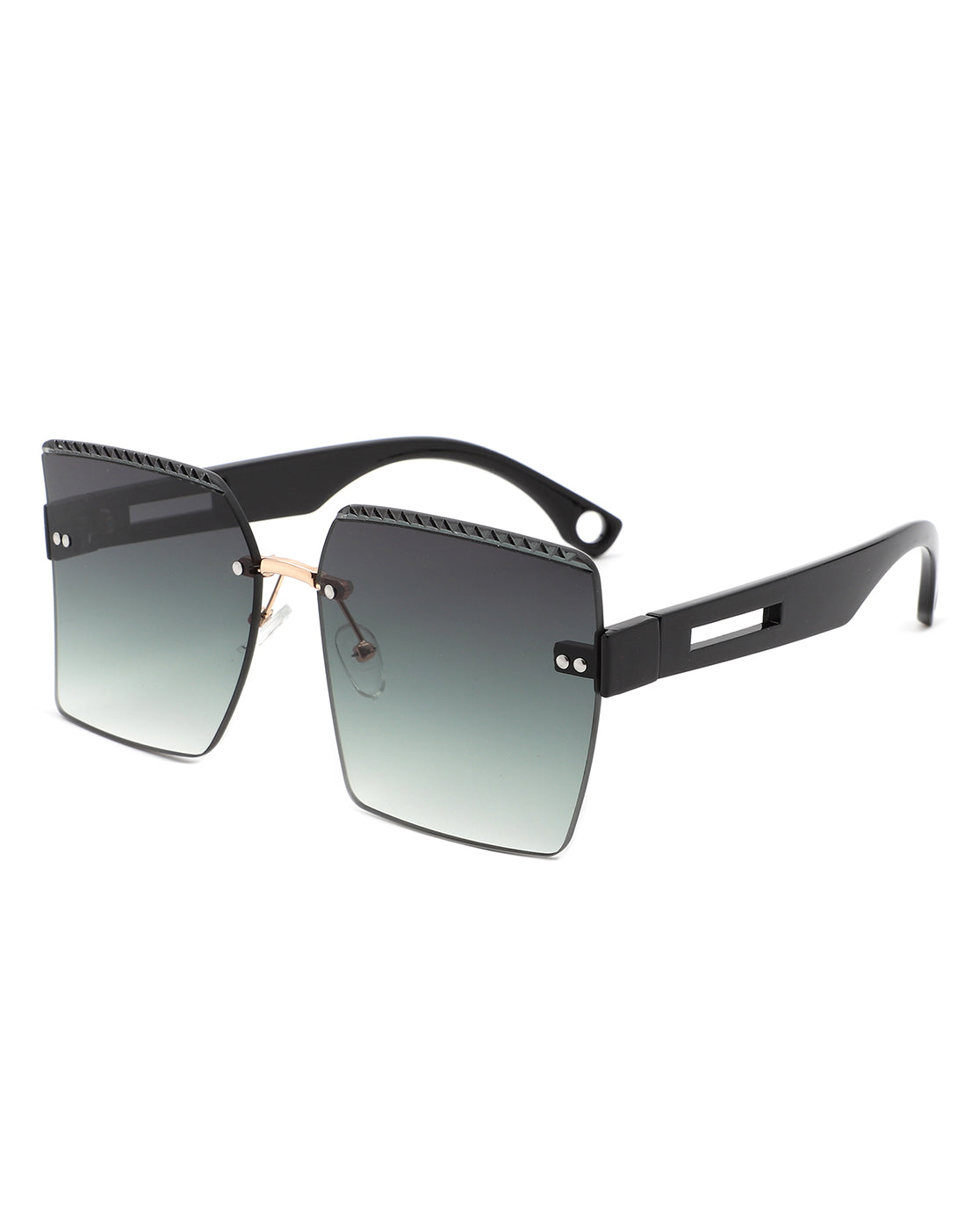 Zephyr - Oversized Tinted Curved Lens Square Fashion Sunglasses-5