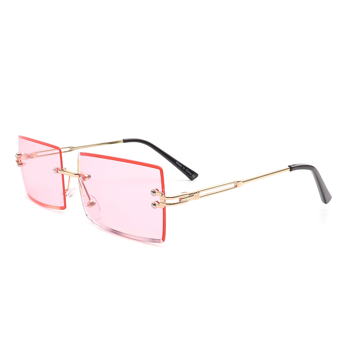 Tyriel - Classic Rimless Retro Rectangle Tinted Fashion Sunglasses-5