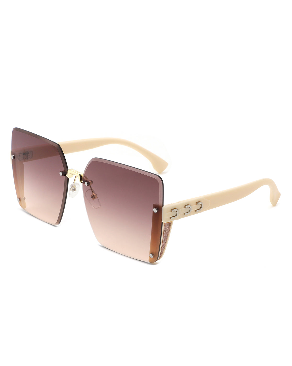 Nysera - Rimless Fashion Square Flat Top Sunglasses-6