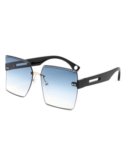 Zephyr - Oversized Tinted Curved Lens Square Fashion Sunglasses-6