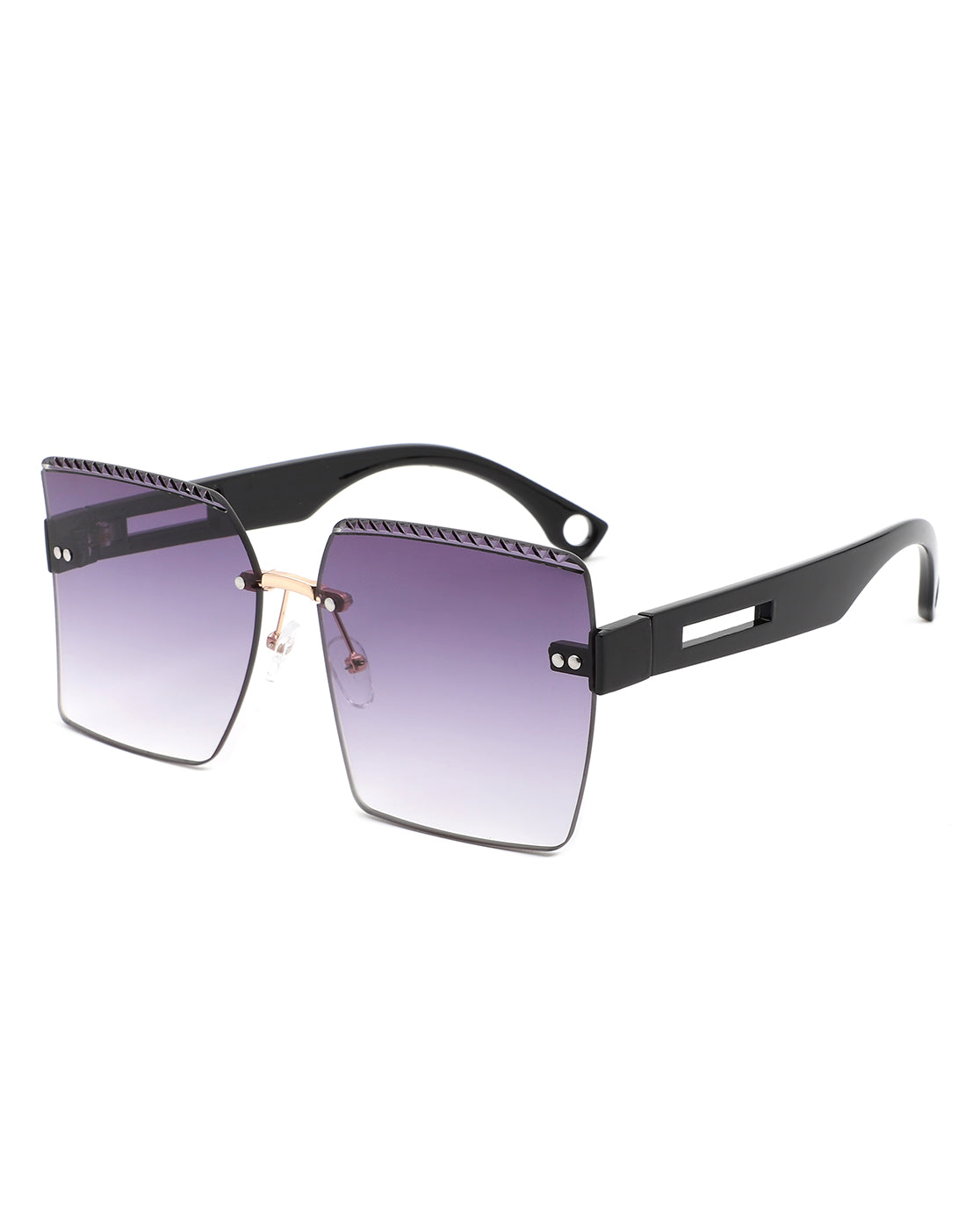 Zephyr - Oversized Tinted Curved Lens Square Fashion Sunglasses-7
