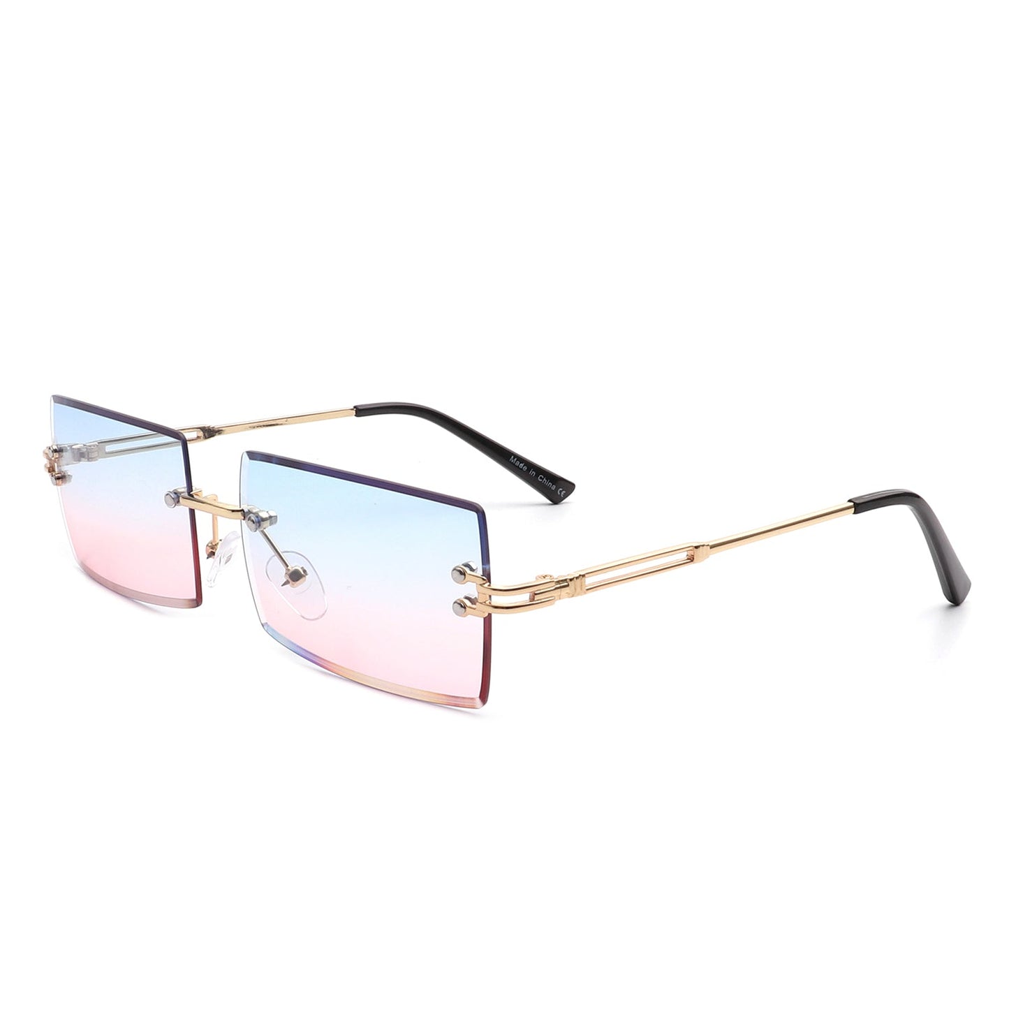 Tyriel - Classic Rimless Retro Rectangle Tinted Fashion Sunglasses-6