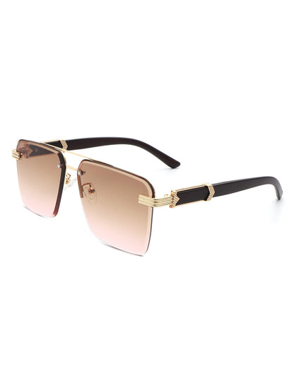 Blip - Retro Tinted Rimless Brow-Bar Fashion Square Sunglasses-7