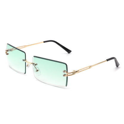 Tyriel - Classic Rimless Retro Rectangle Tinted Fashion Sunglasses-8