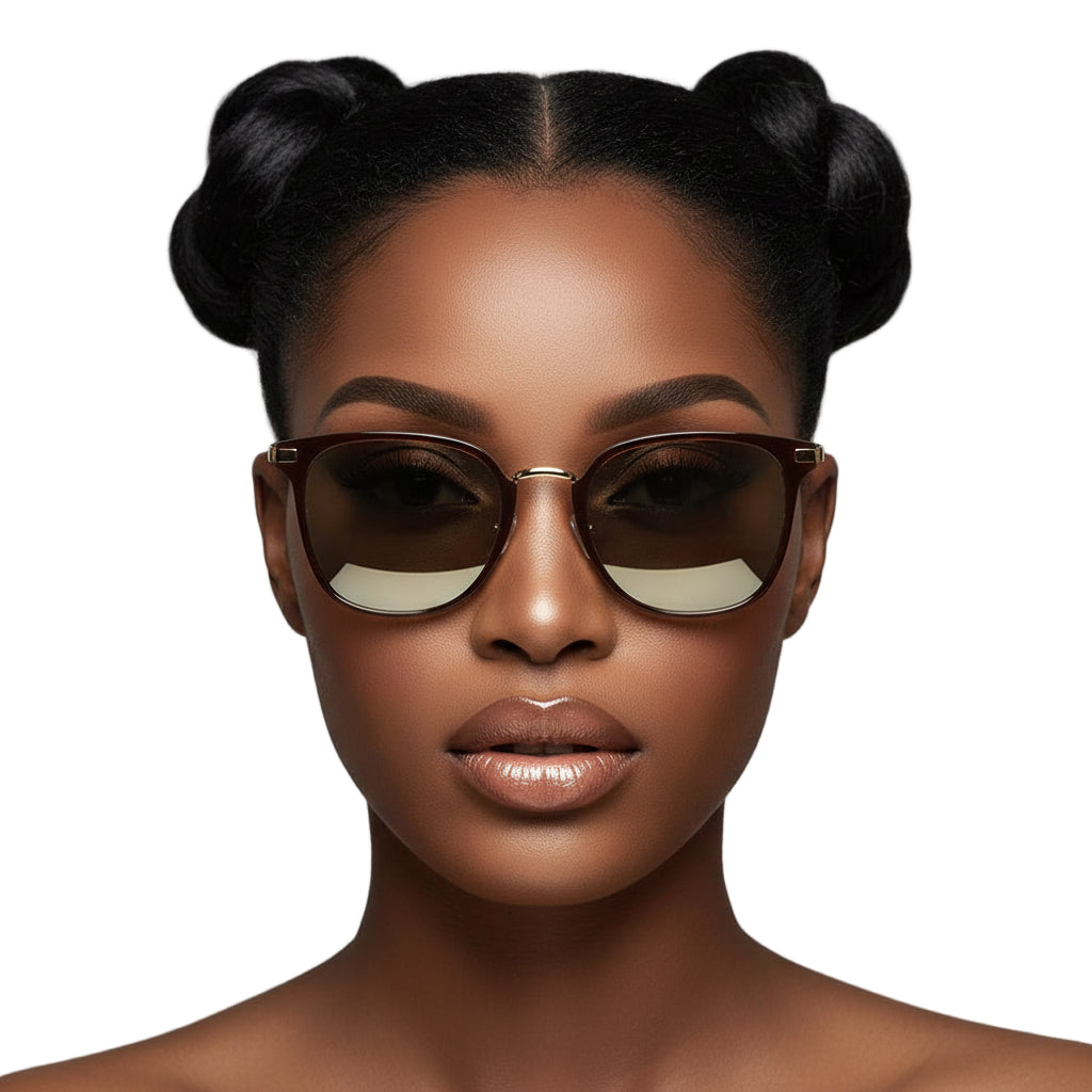 CAMBRIDGE | Pillowed Rectangle Flat Lens Horned Rim Sunglasses-1