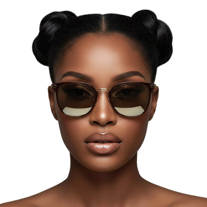 CAMBRIDGE | Pillowed Rectangle Flat Lens Horned Rim Sunglasses-1