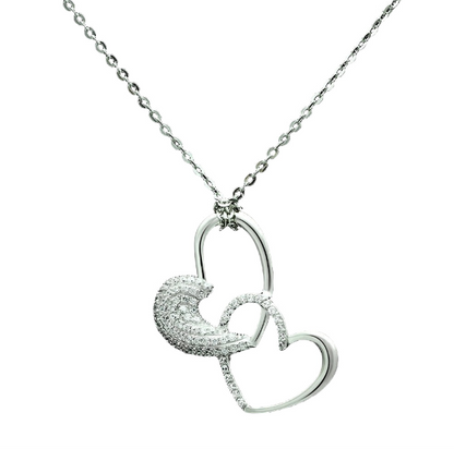 TS036 - Rhodium 925 Sterling Silver Chain Pendant with AAA Grade CZ  in Clear