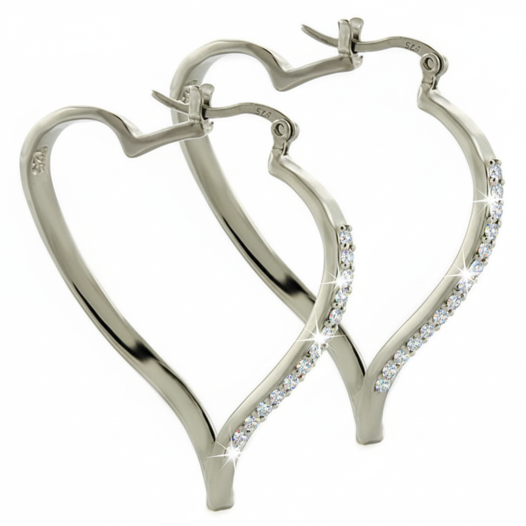 LOAS784 - High-Polished 925 Sterling Silver Earrings with AAA Grade CZ  in Clear