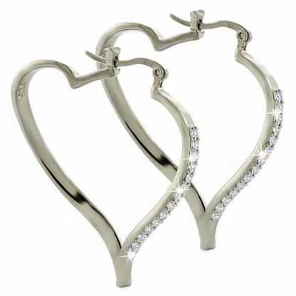 LOAS784 - High-Polished 925 Sterling Silver Earrings with AAA Grade CZ  in Clear