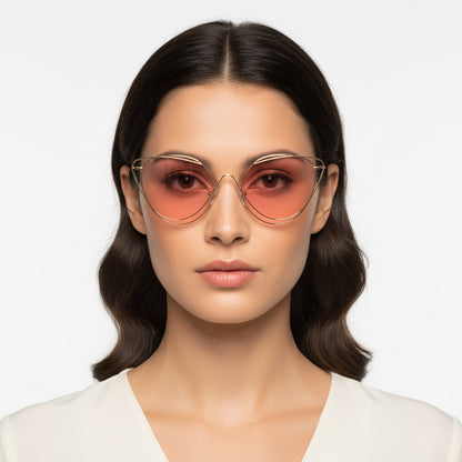 LISLE | Women Fashion Round Wire Art Cat Eye Sunglasses-1