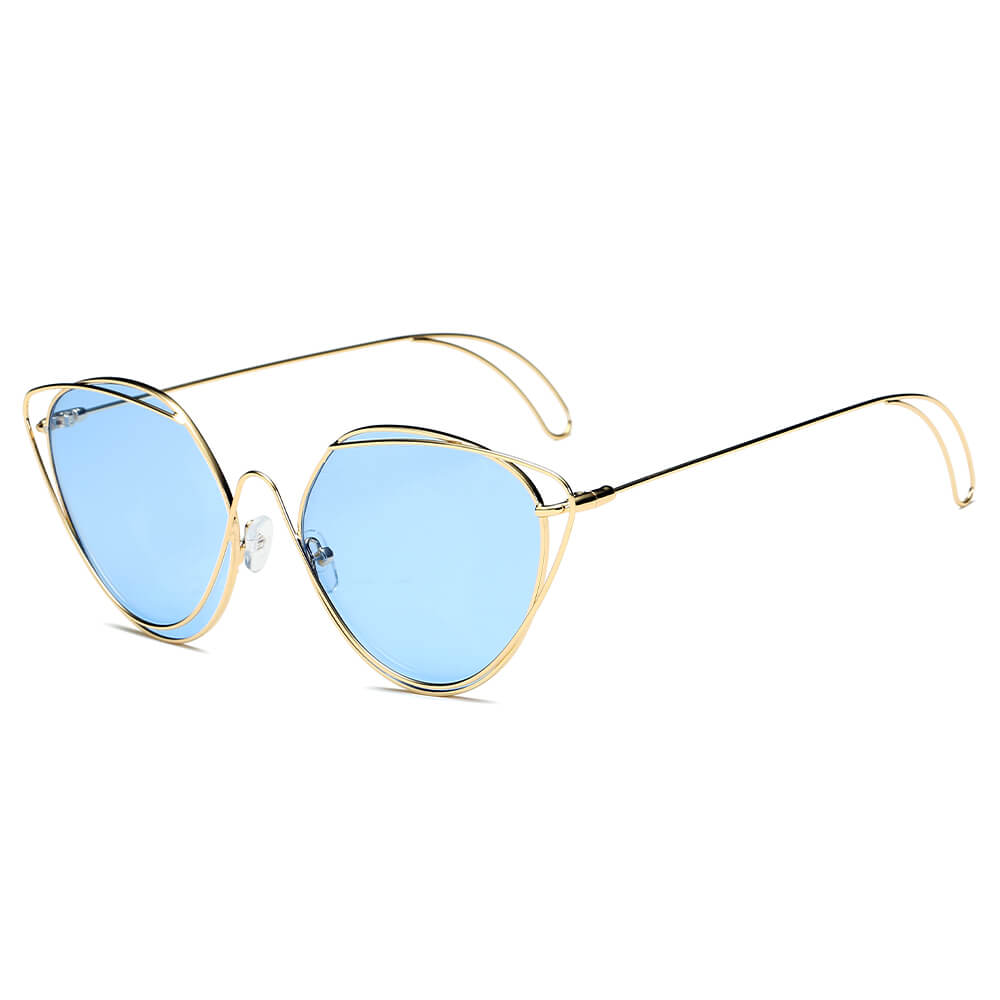 LISLE | Women Fashion Round Wire Art Cat Eye Sunglasses-5