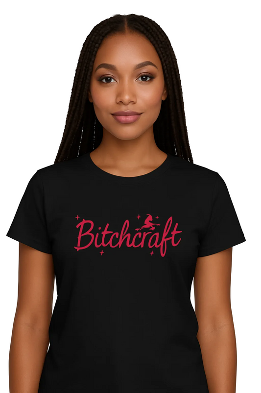 Bitchcraft Tee — Cute Pink Witchy Women’s Graphic Shirt