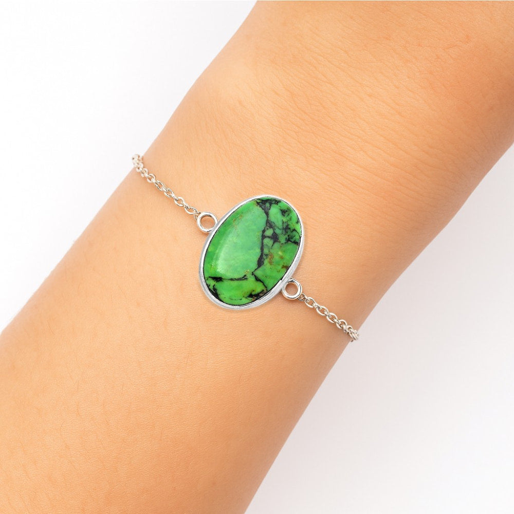 Natural Green Matrix Turquoise Bracelet B-1023 SDB3061-0