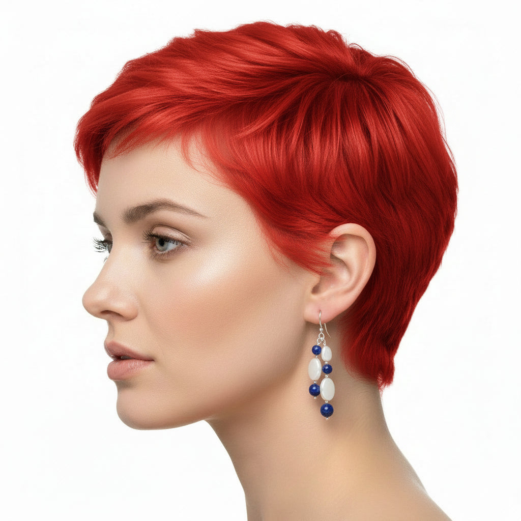 Natural Fresh Water Pearl & Lapis Earrings E-1009 SDE65607-0