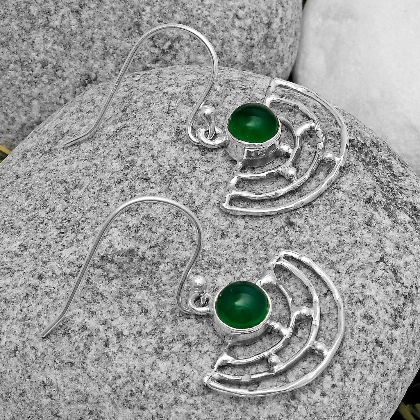 Natural Green Onyx Earrings E-1225 SDE67254-1