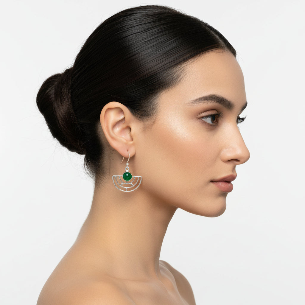 Natural Green Onyx Earrings E-1225 SDE67254-0