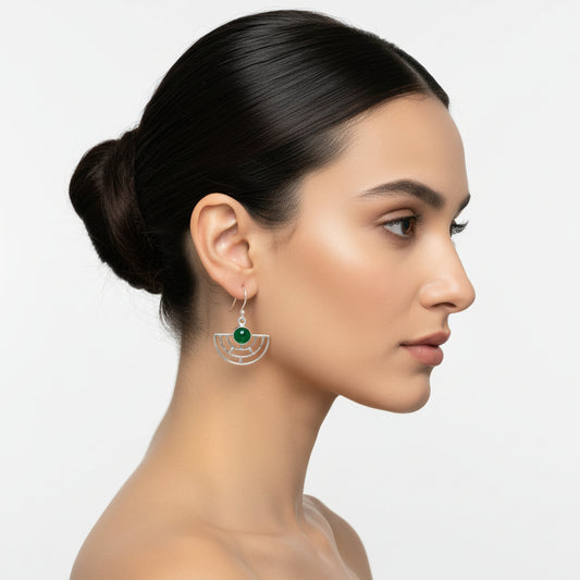 Natural Green Onyx Earrings E-1225 SDE67254-0