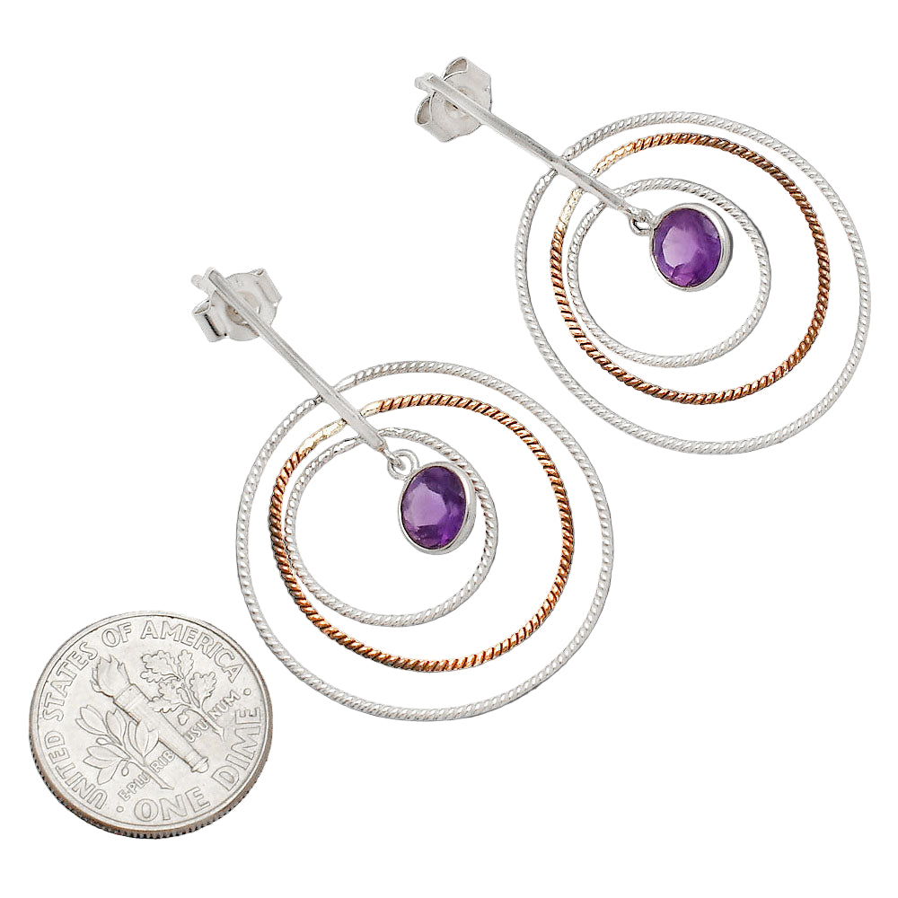 Two Tone Dangle - Amethyst - Brazil Earrings E-1244 SDE83196-2