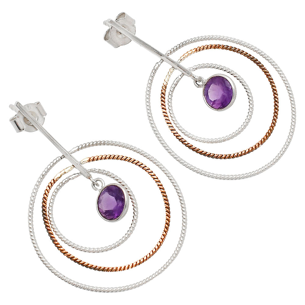 Two Tone Dangle - Amethyst - Brazil Earrings E-1244 SDE83196-1